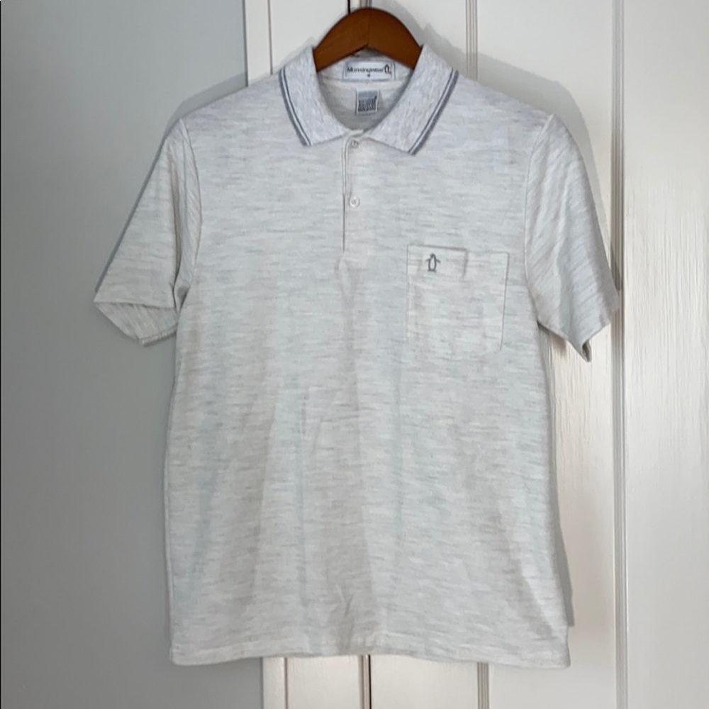 ✅ ORIGINAL PENGUIN by MUNSINGWEAR Vintage Preppy Collared Shirt Polo White Gray